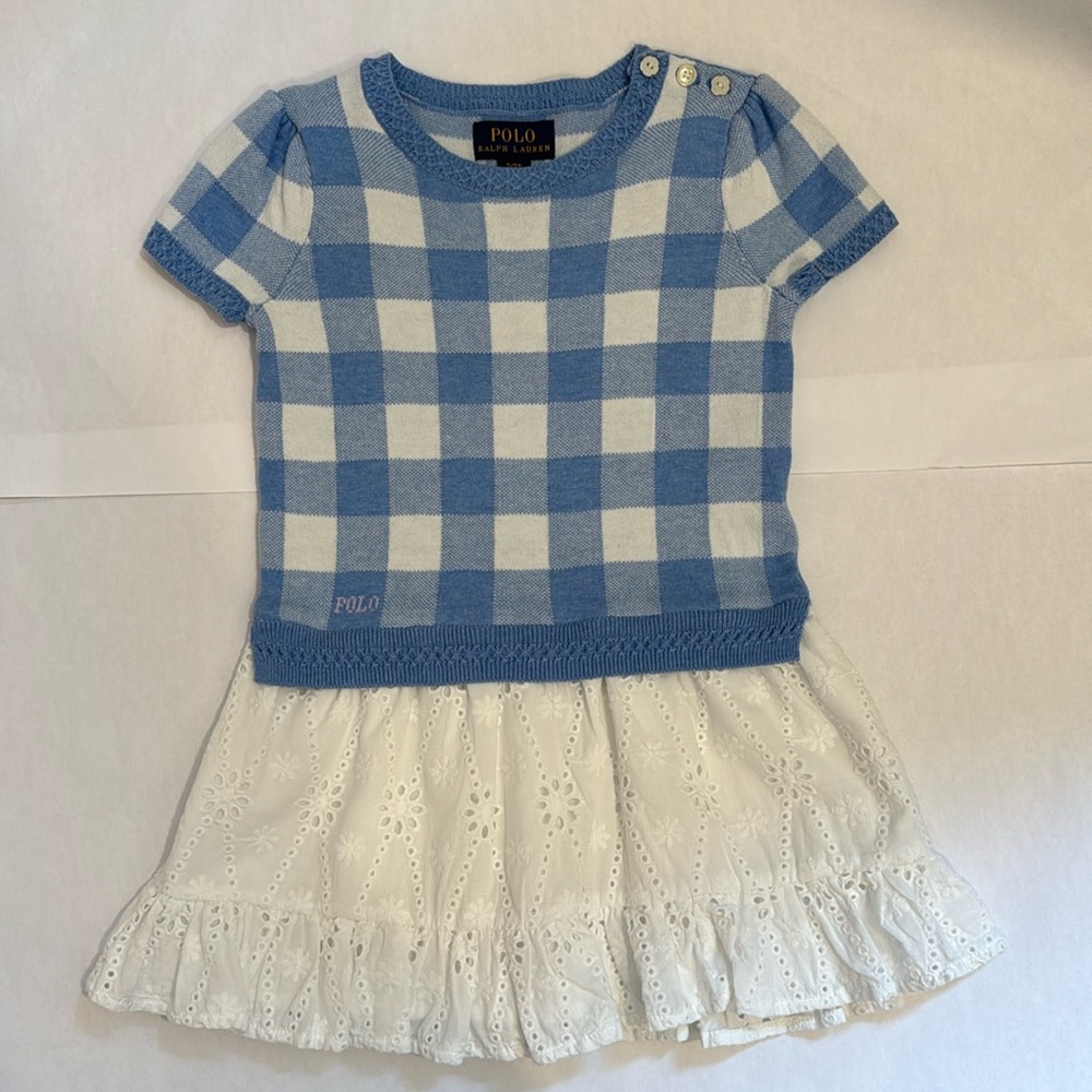 Polo Ralph Lauren Gingham Sweater and Eyelet Dress